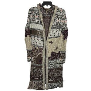 Free People American Bandana Hooded Cardigan Sweater Patchwork - Size M